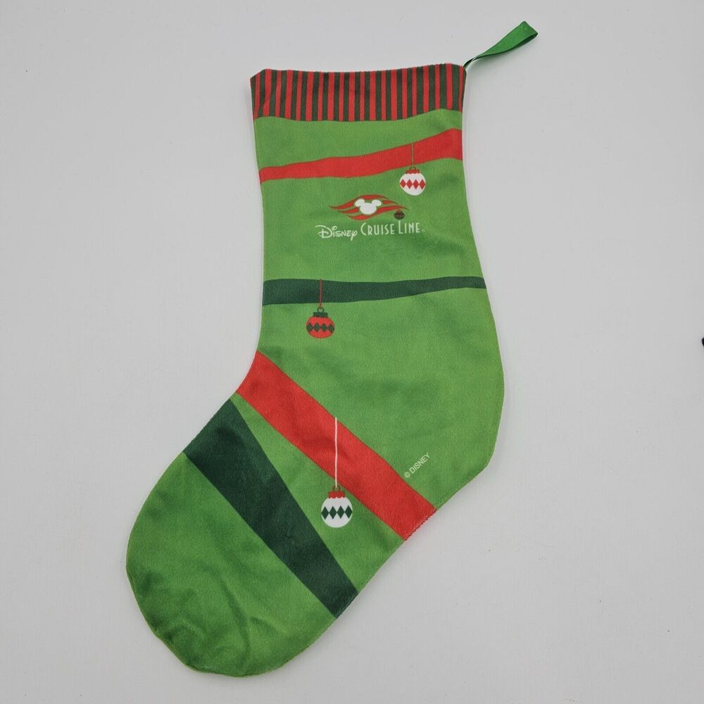 Disney Cruise Line Christmas Stocking Red Green 16” Mickey Ears Ornaments